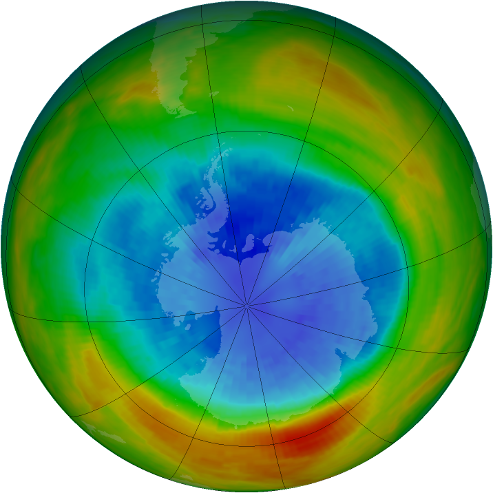 Antarctic ozone map for 14 September 1984
